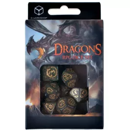 Набор кубиков Dragons, Bottle green/Gold, 7 шт. картинка 344009 - МосИгра